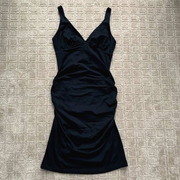 SUSANA MONACO RUCHED BODYCON DRESS BLACK REVOLVE MEDIUM Y2K SEXY - Picture 1 of 10